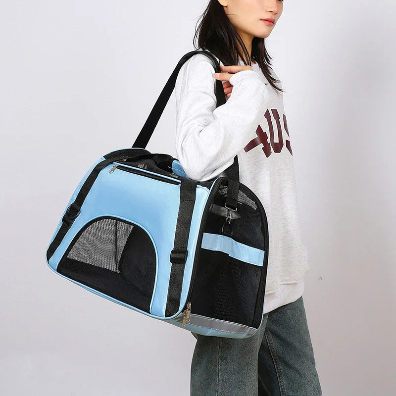 Portable Cat & Dog Carrier Bag - Foldable Breathable Travel Handbag