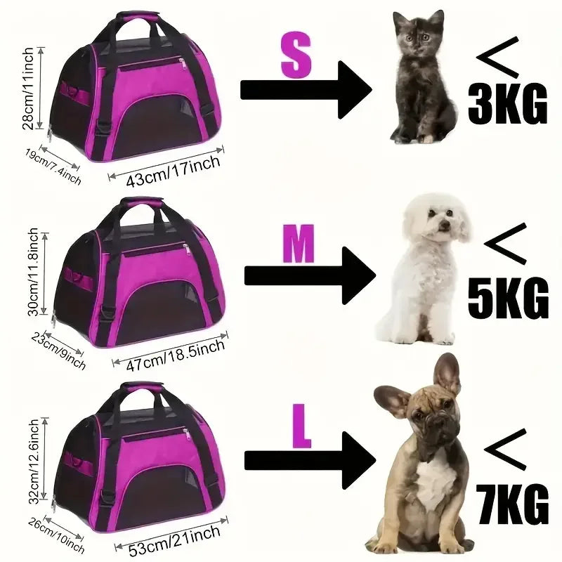 Portable Dog & Cat Travel Carrier - Breathable Mesh Pet Handbag