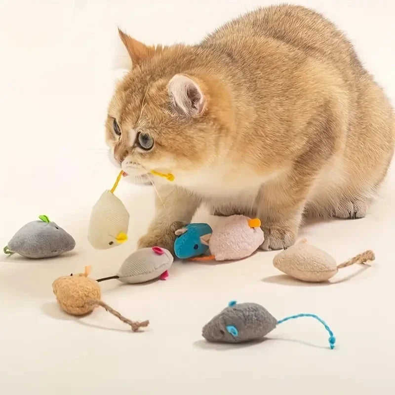 Plush Rat Cat Toy Set - 3/7PCS Durable Linen Indoor Play