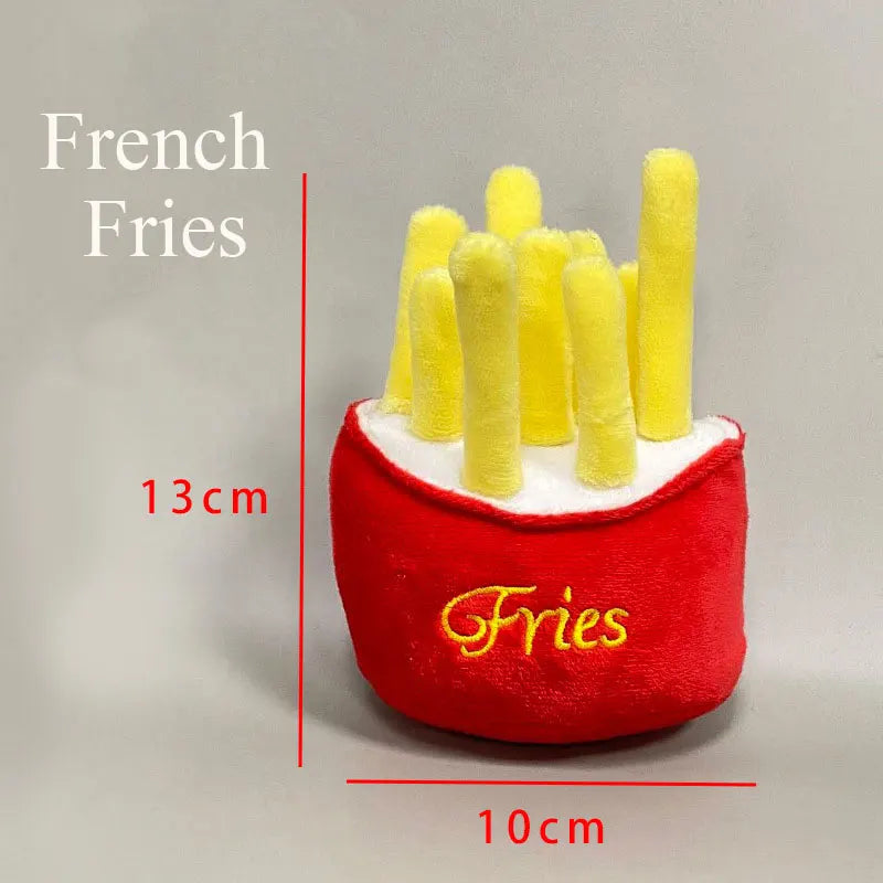 Plush Dog Toys - Squeaky Ice Cream, Fries & Hamburger Set