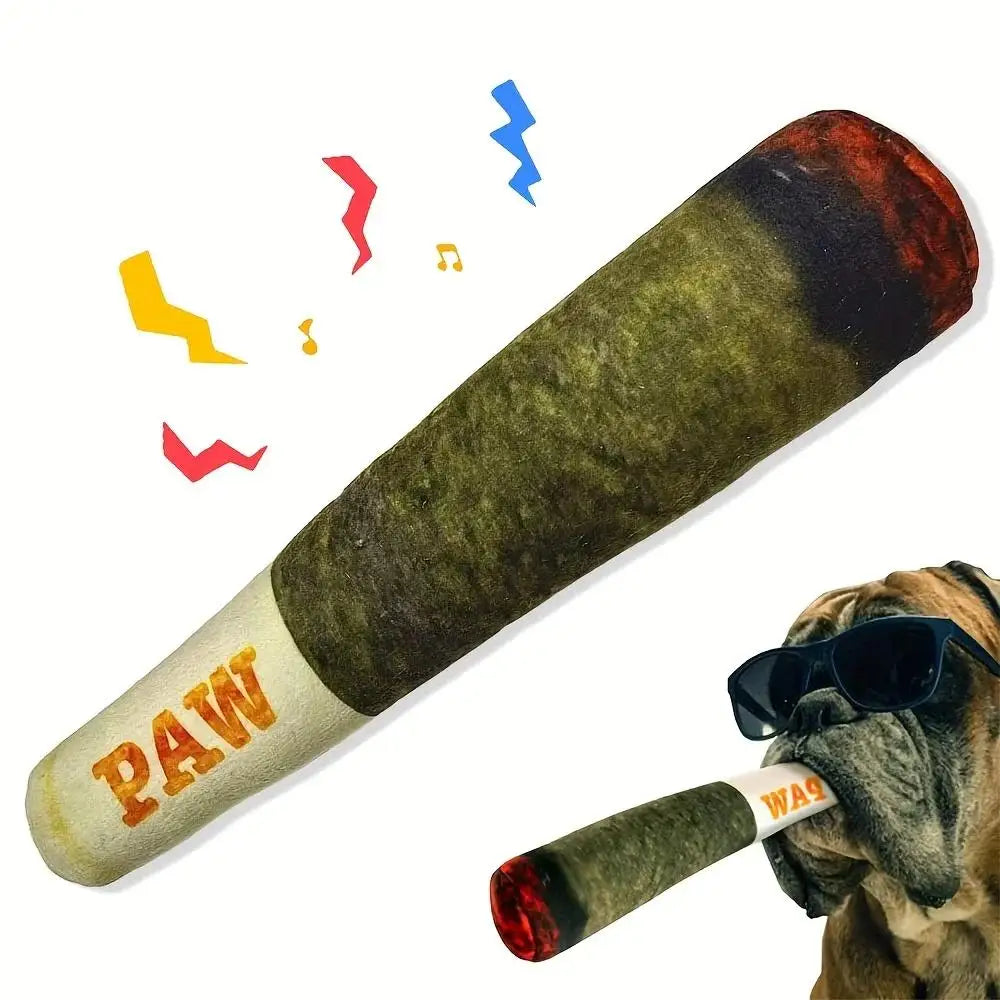 Interactive Plush Dog Cigar - Squeaky Chew Toy for Small Dogs