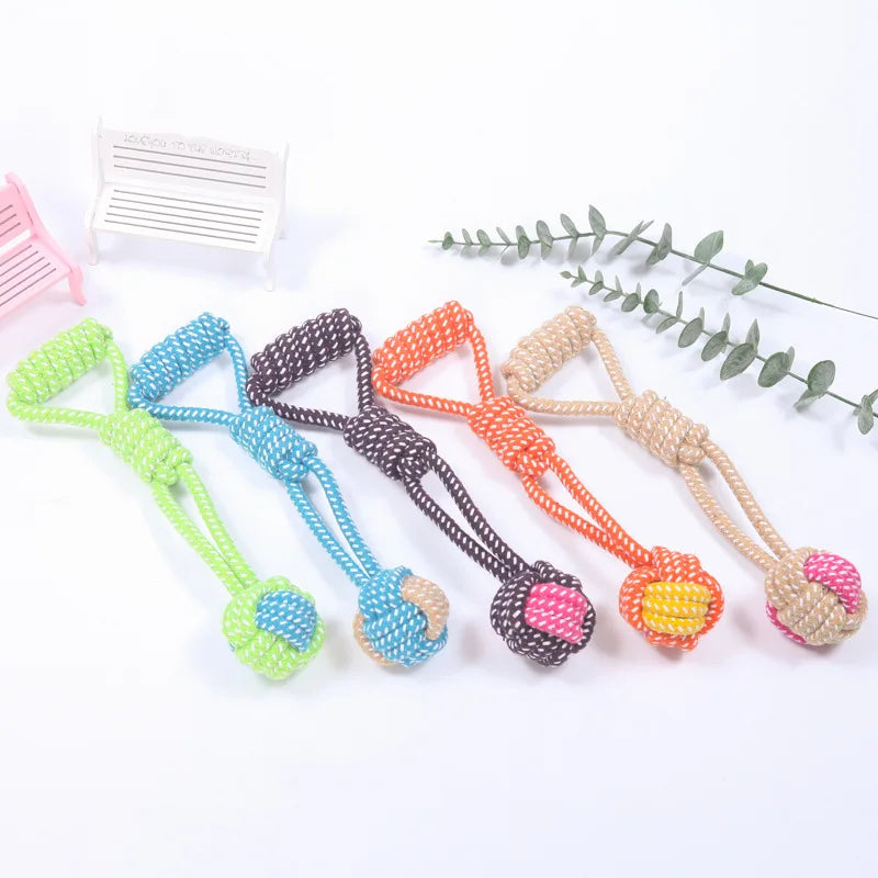 Interactive Cotton Rope Dog Toy - Mini Ball for Chewing & Cleaning