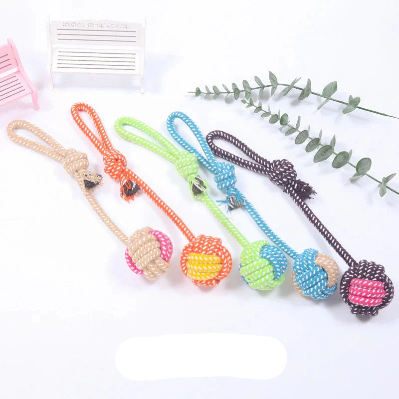 Interactive Cotton Rope Dog Toy - Mini Ball for Chewing & Cleaning
