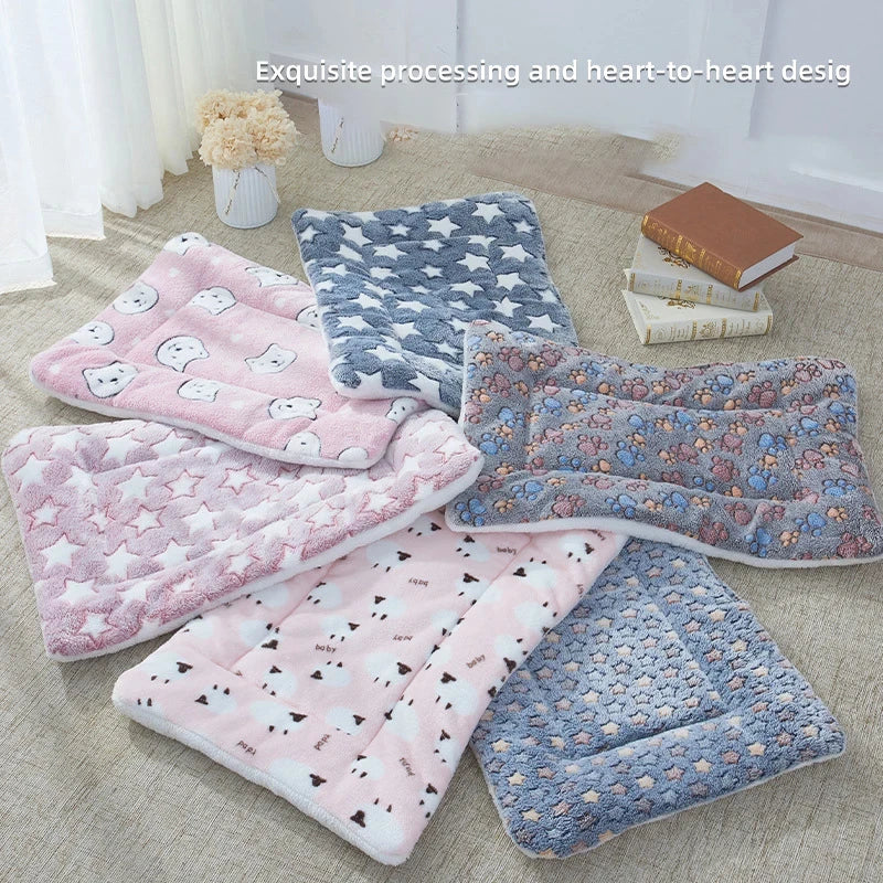 Flannel Pet Sleeping Mat & Dog Bed - Soft, Washable, and Durable