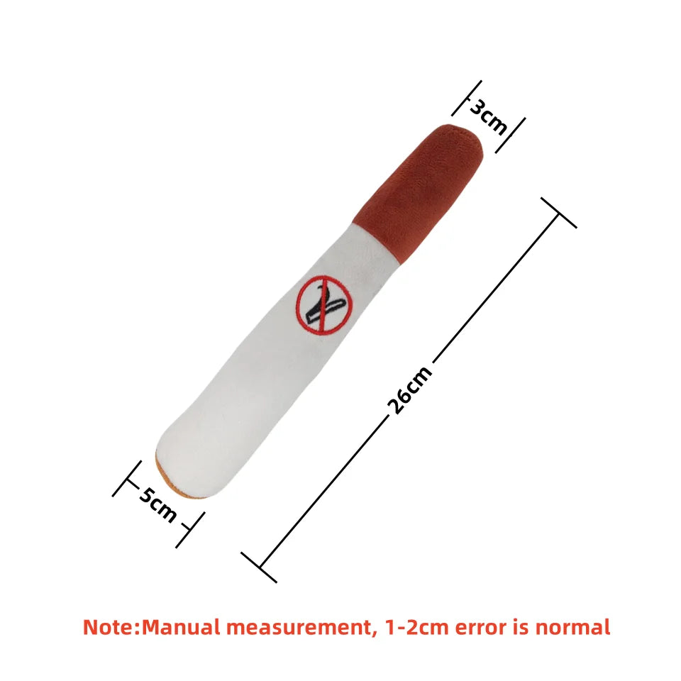Interactive Plush Dog Cigar - Squeaky Chew Toy for Small Dogs