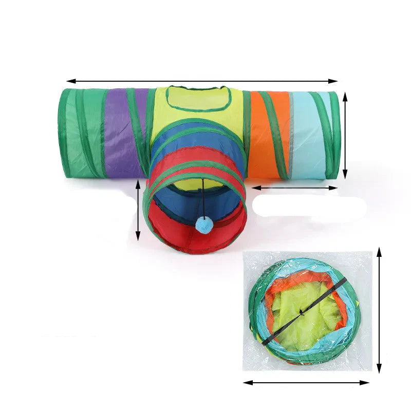 Foldable Cat Tunnel Toy - Breathable Indoor Play Tunnel for Cats