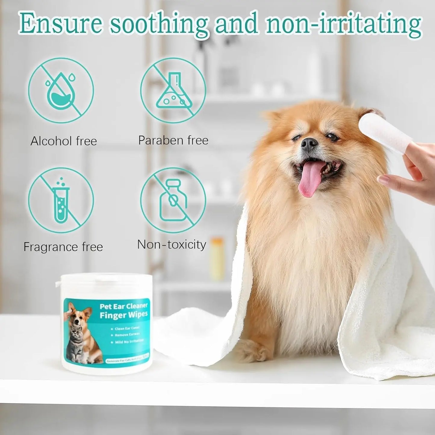 Pet Ear Wipes for Dogs & Cats - Easy Otic Cleaning