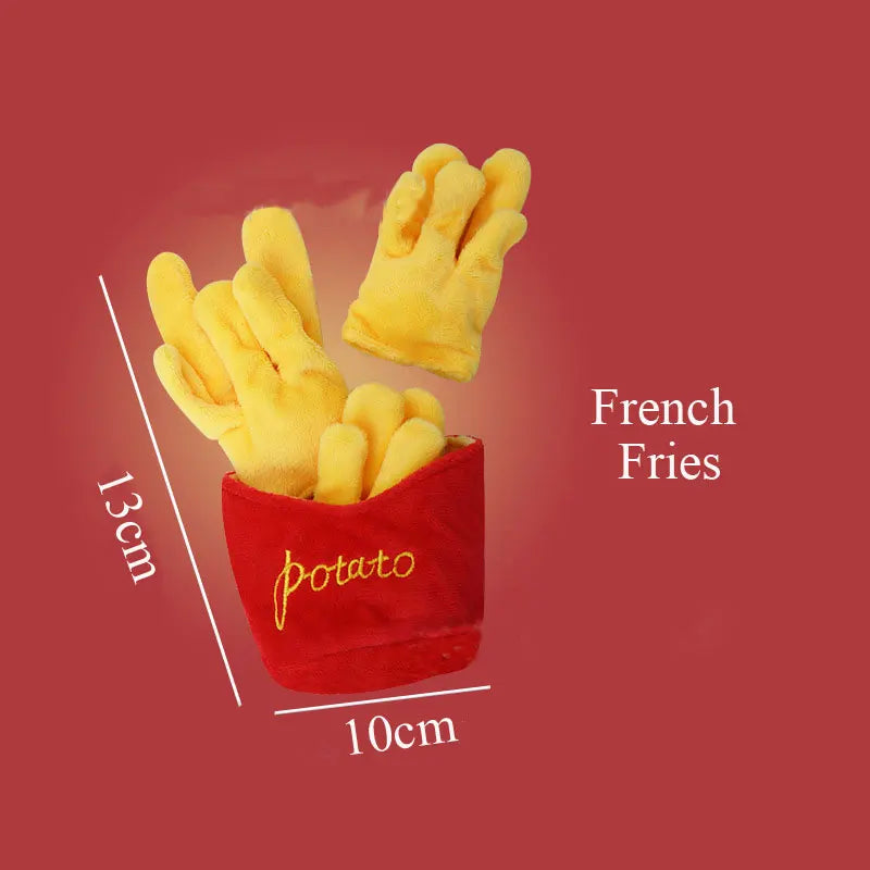 Plush Dog Toys - Squeaky Ice Cream, Fries & Hamburger Set