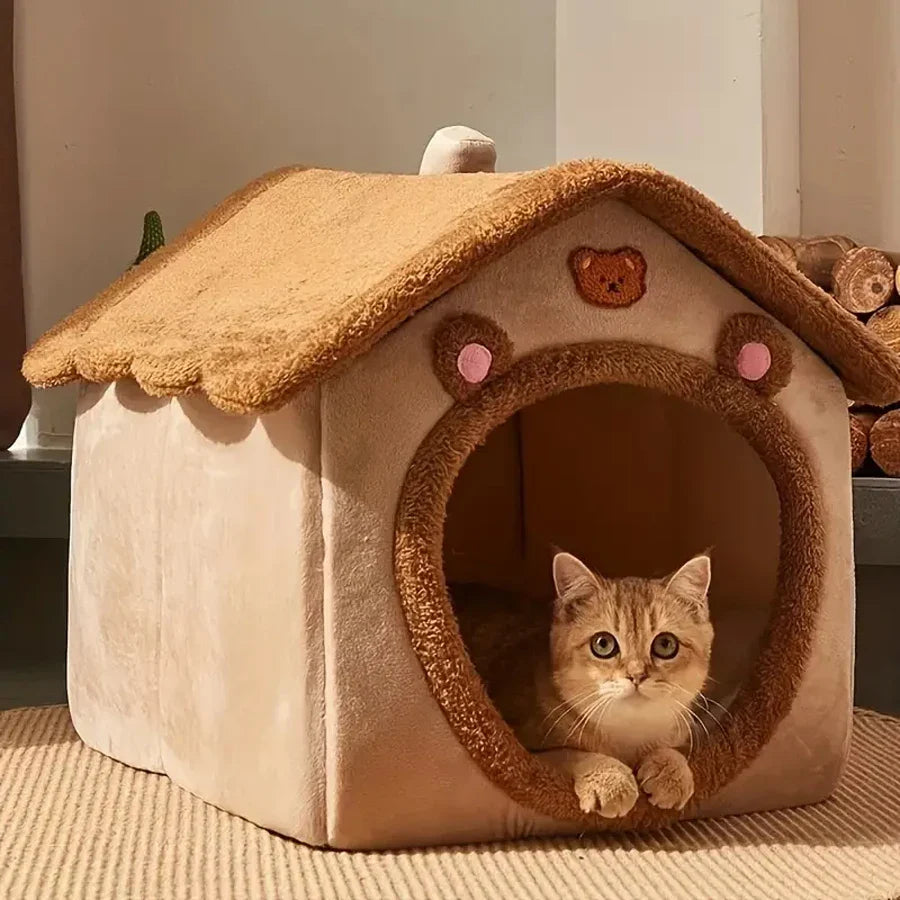 Foldable Pet House - Washable Bed for Small Dogs & Medium Cats