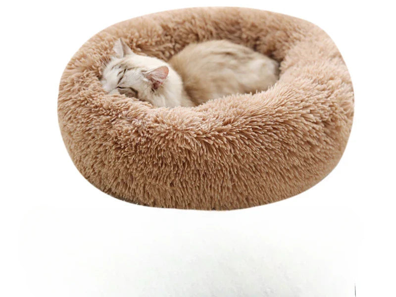 Plush Winter Cat & Dog Nest - Warm, Washable Round Pet Bed