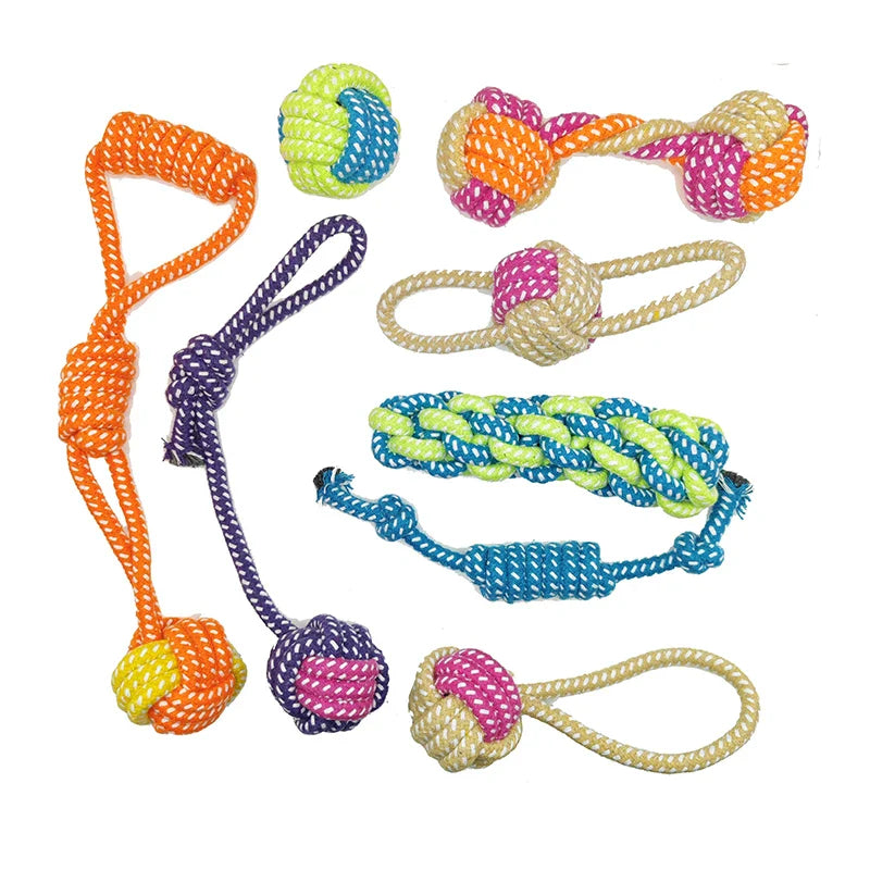 Interactive Cotton Rope Dog Toy - Mini Ball for Chewing & Cleaning