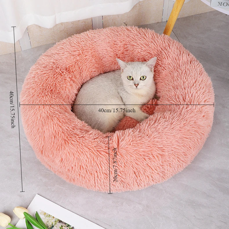 Plush Winter Cat & Dog Nest - Warm, Washable Round Pet Bed