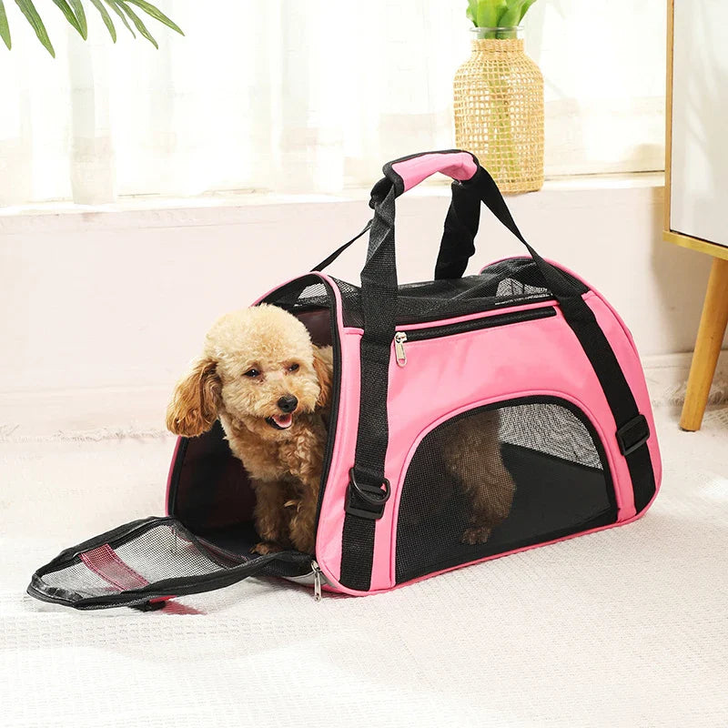 Portable Cat & Dog Carrier Bag - Foldable Breathable Travel Handbag