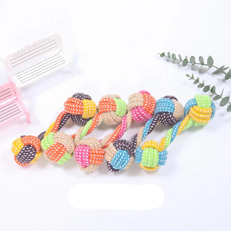 Interactive Cotton Rope Dog Toy - Mini Ball for Chewing & Cleaning