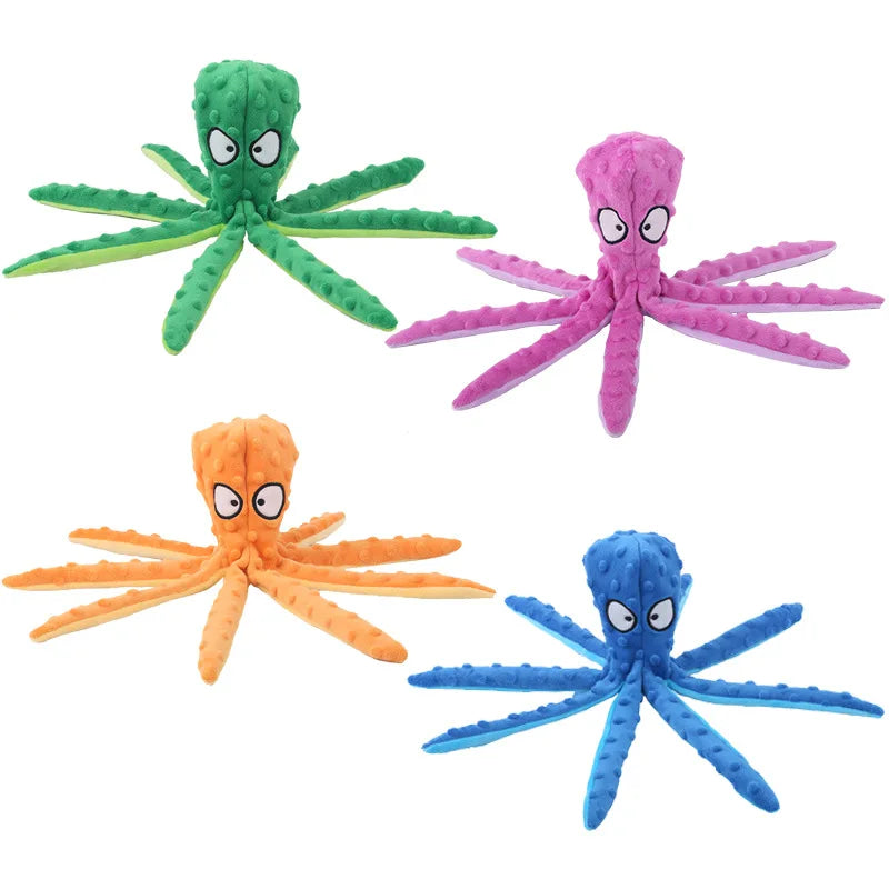 Plush Octopus Dog Toy - Bite Resistant, Squeaky & Interactive