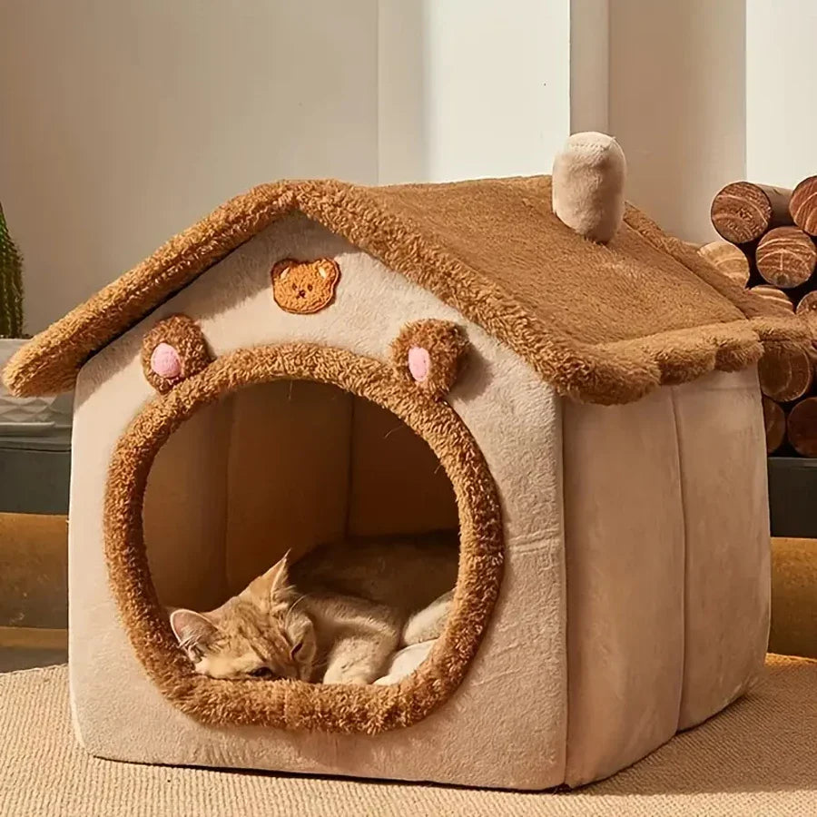 Foldable Pet House - Washable Bed for Small Dogs & Medium Cats