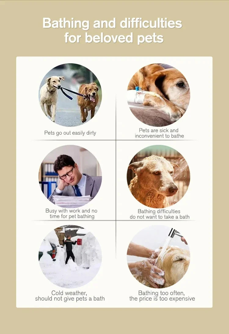 Pet Cleaning Gloves - Wash-Free Bath Wipes for Cats & Dogs