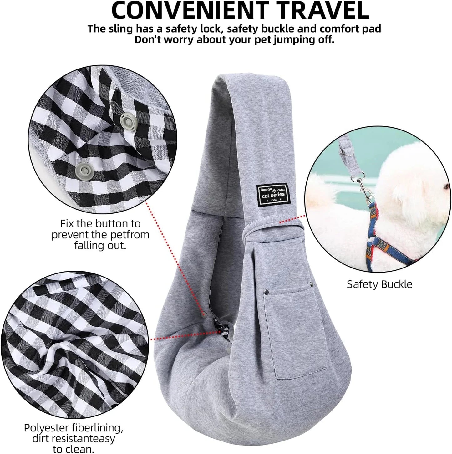 Cotton Dog Sling Carrier – Comfortable Crossbody Pet Travel Bag