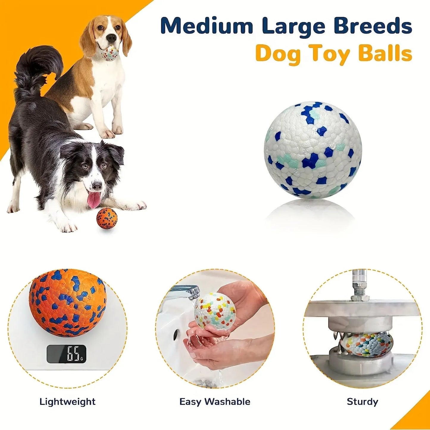 Durable Chew Ball Dog Toy - Interactive Teeth Cleaning Ball