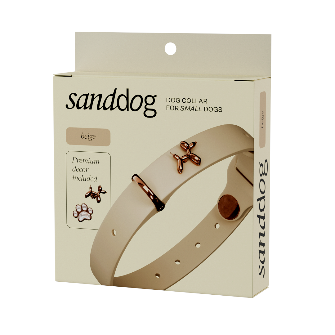 Ballon beige dog collar by SandDog with premium comfort and stylish design