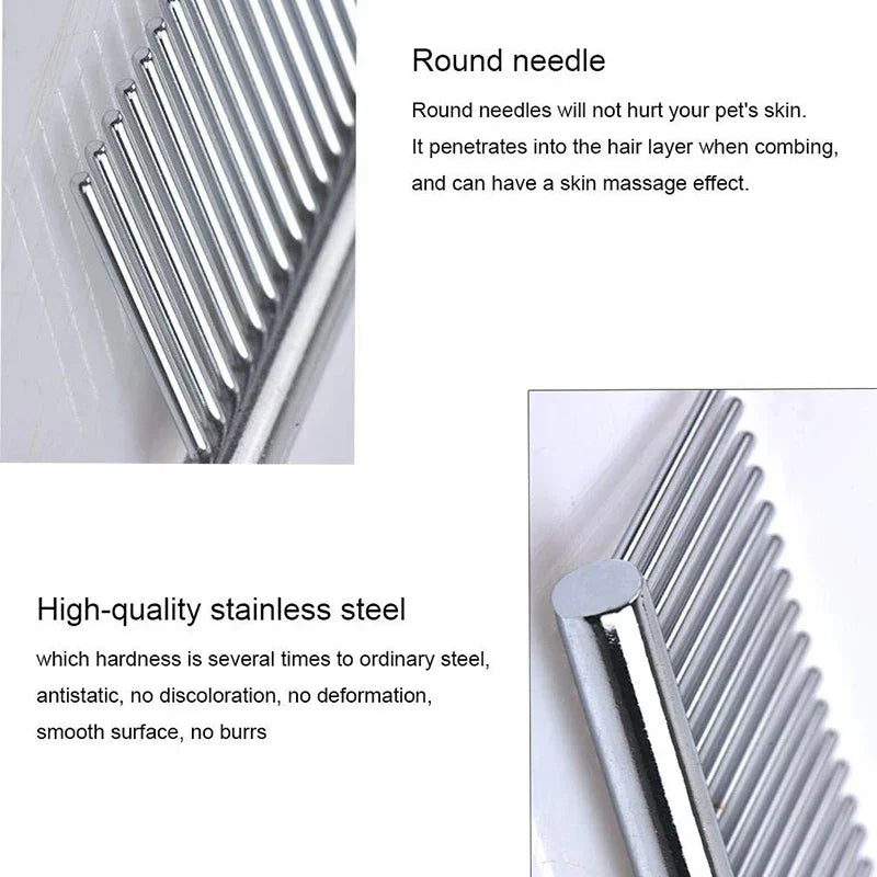 Stainless Steel Dematting Comb – Flea & Grooming Tool for Pets
