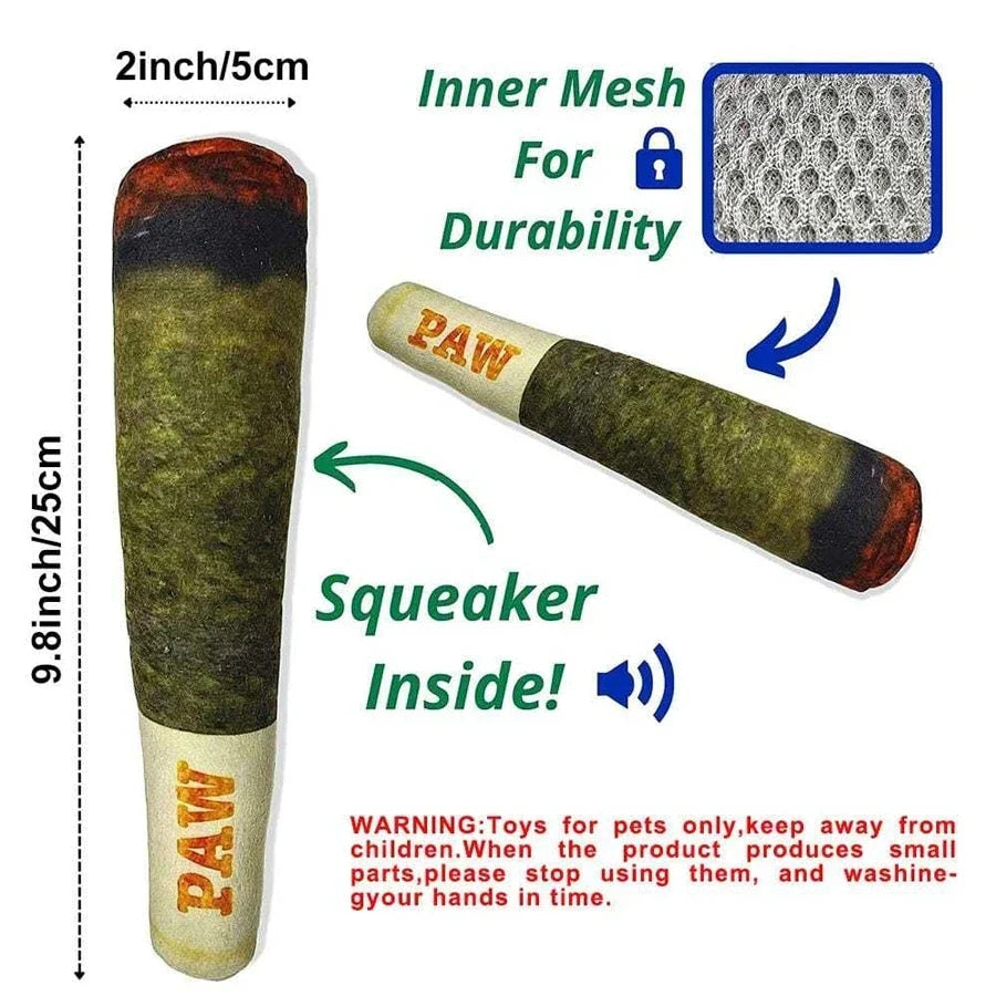Interactive Plush Dog Cigar - Squeaky Chew Toy for Small Dogs