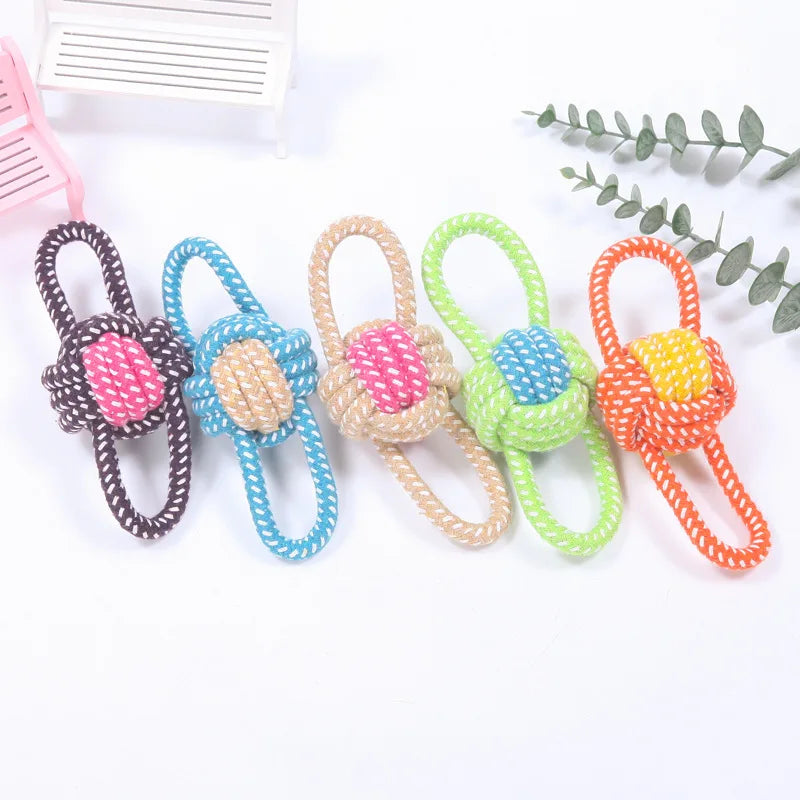 Interactive Cotton Rope Dog Toy - Mini Ball for Chewing & Cleaning