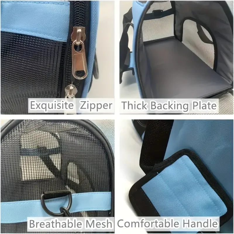 Portable Dog & Cat Travel Carrier - Breathable Mesh Pet Handbag