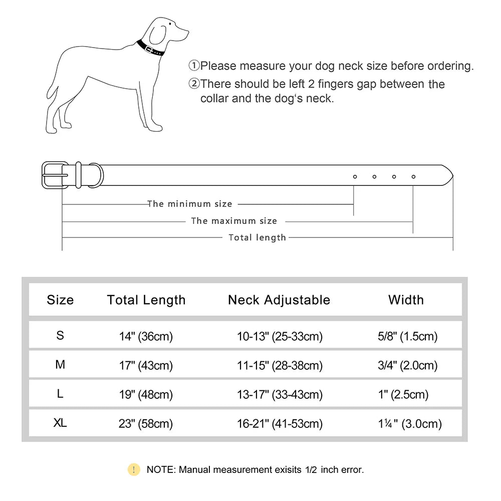 Durable Soft Padded Leather Dog Collar – Adjustable for All Sizes