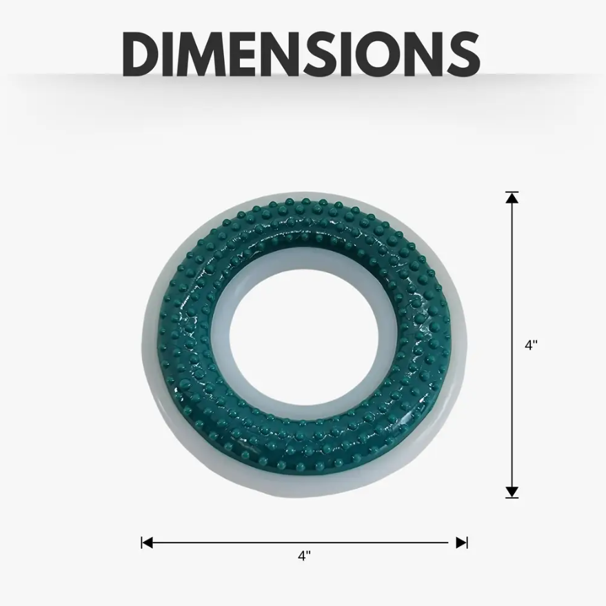 TPR and Nylon Dental Chew Ring Toy for Dogs with textured surface, 4-inch diameter, durable and promotes dental health