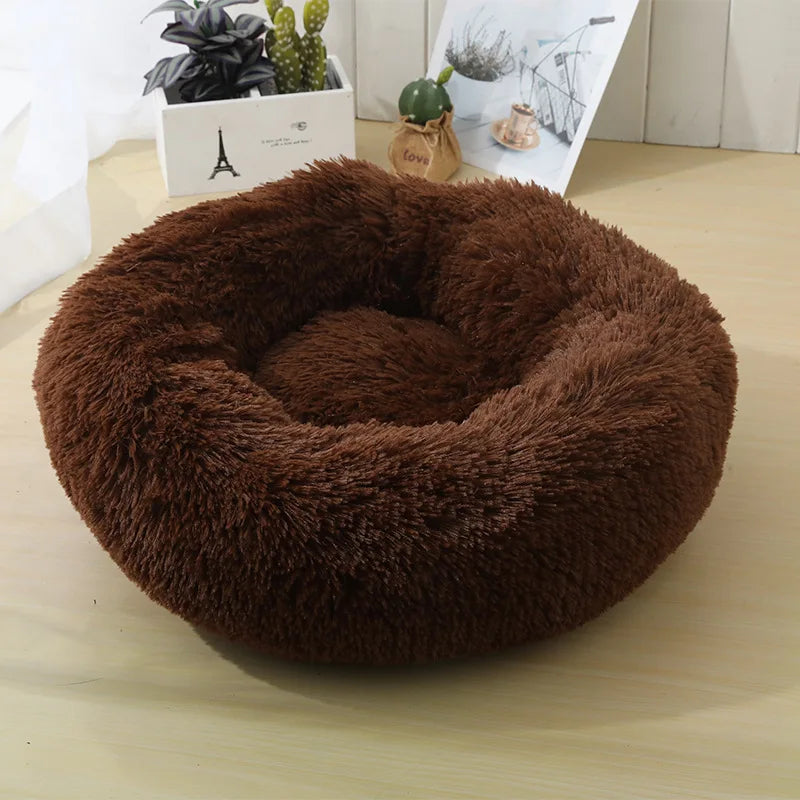 Plush Winter Cat & Dog Nest - Warm, Washable Round Pet Bed