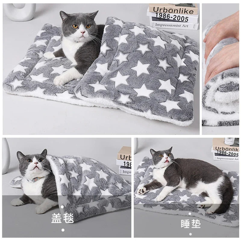 Flannel Pet Sleeping Mat & Dog Bed - Soft, Washable, and Durable
