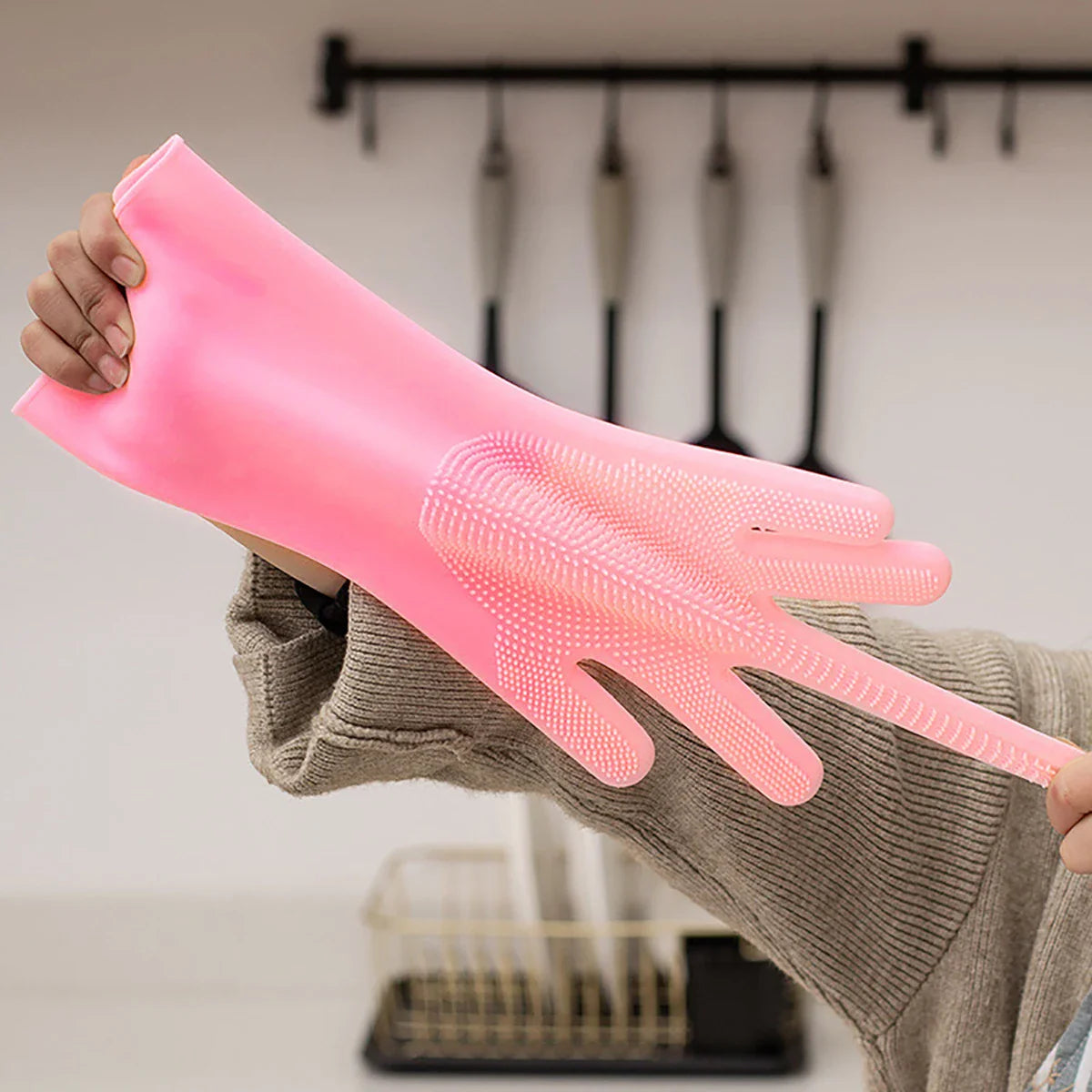 Pet Grooming Bath Gloves - Silicone Hair Remover & Scrubber