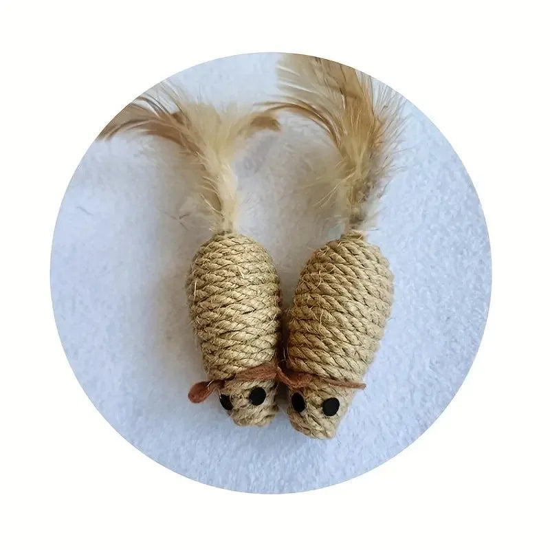 Sisal Mouse Cat Toy - Bite-Resistant Interactive Plush (1/4pcs)
