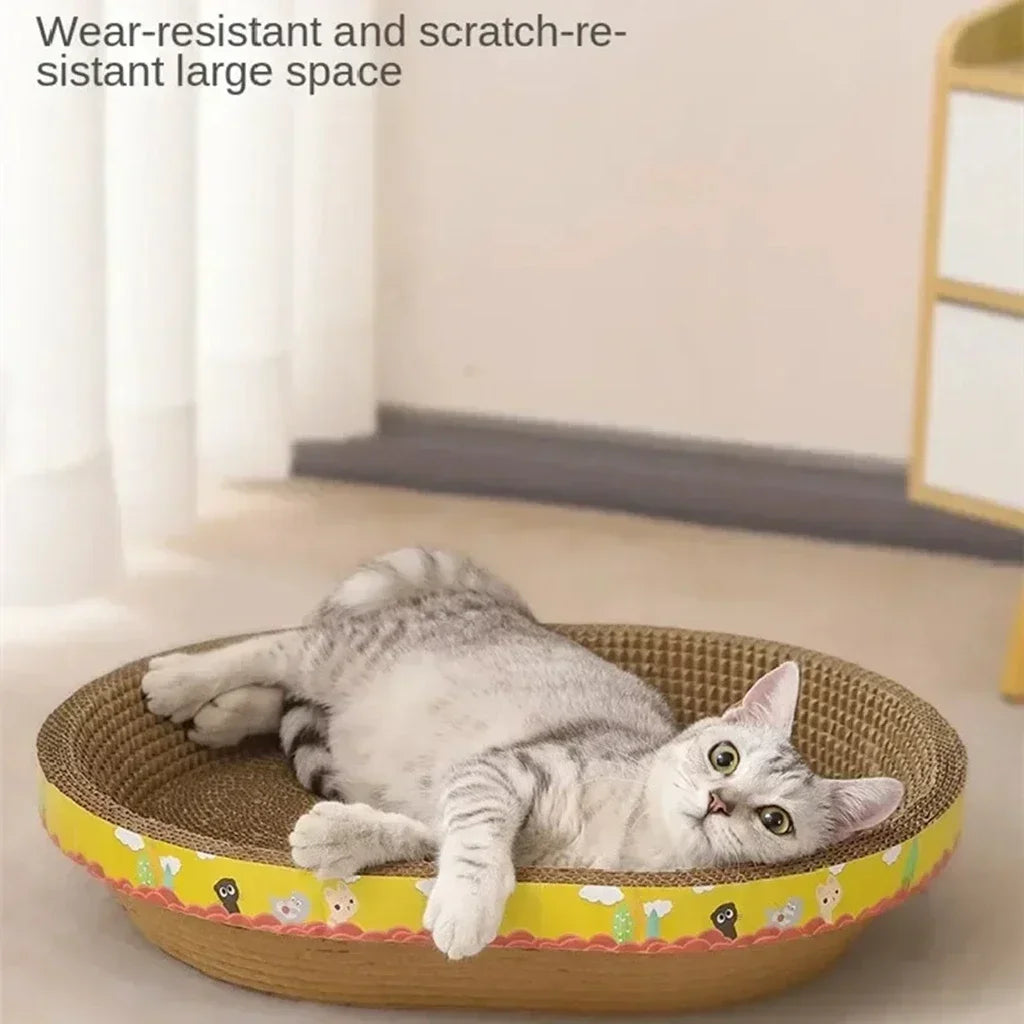 Oval Cat Scratch Board - Cat Scratcher and Bed