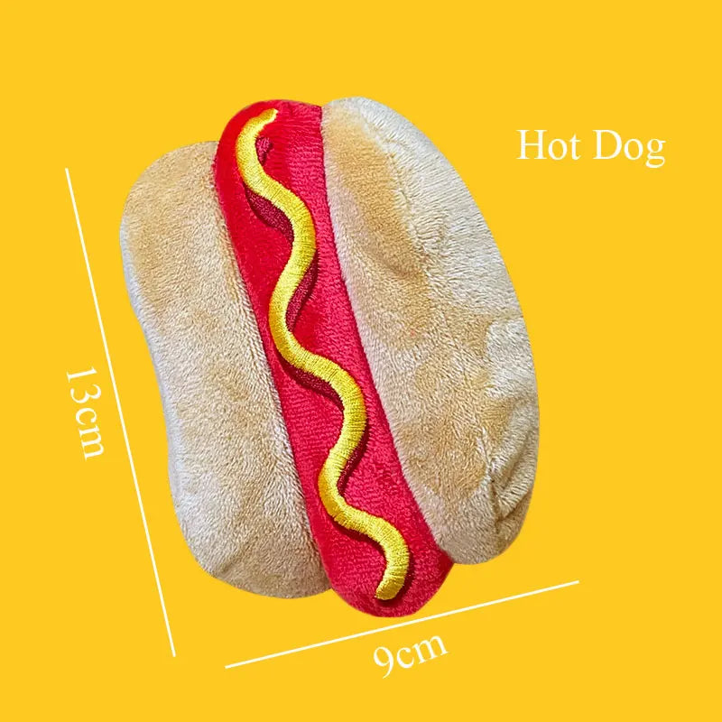 Plush Dog Toys - Squeaky Ice Cream, Fries & Hamburger Set