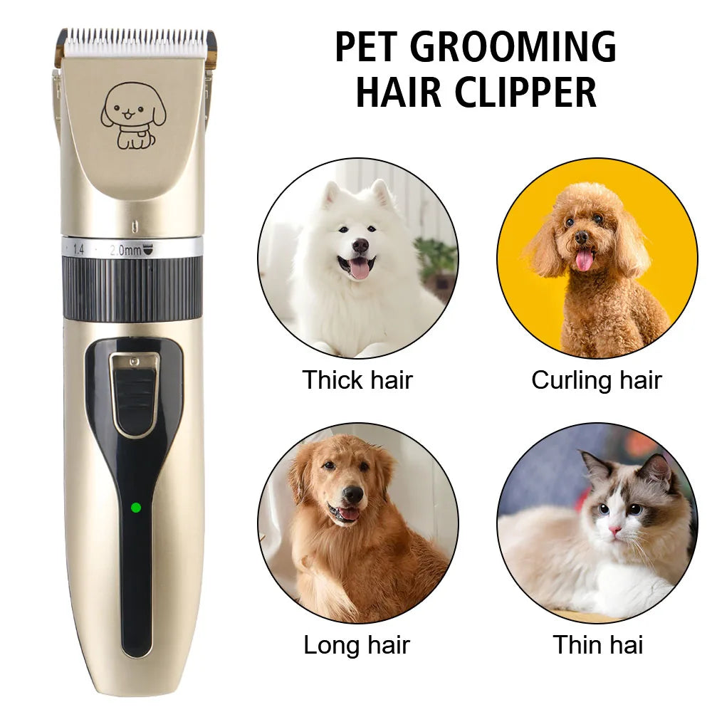 Pet Hair Clipper Grooming Trimmer Set - Professional Cordless Clippers