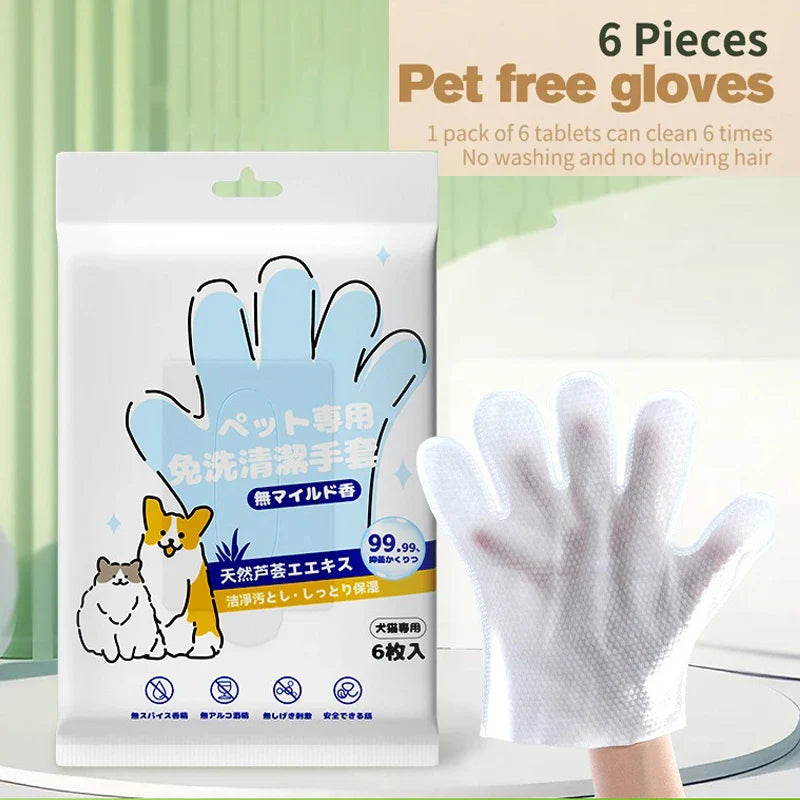 Pet Cleaning Gloves - Wash-Free Bath Wipes for Cats & Dogs
