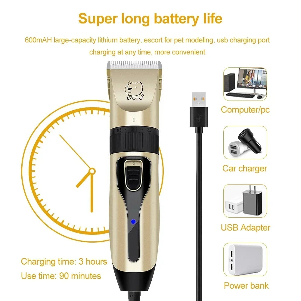 Professional Pet Hair Clipper - USB Grooming Trimmer for Dogs & Cats