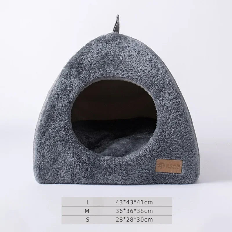 Heated Cat Bed - Self Warming Triangle Cat Cave for Indoor Pets