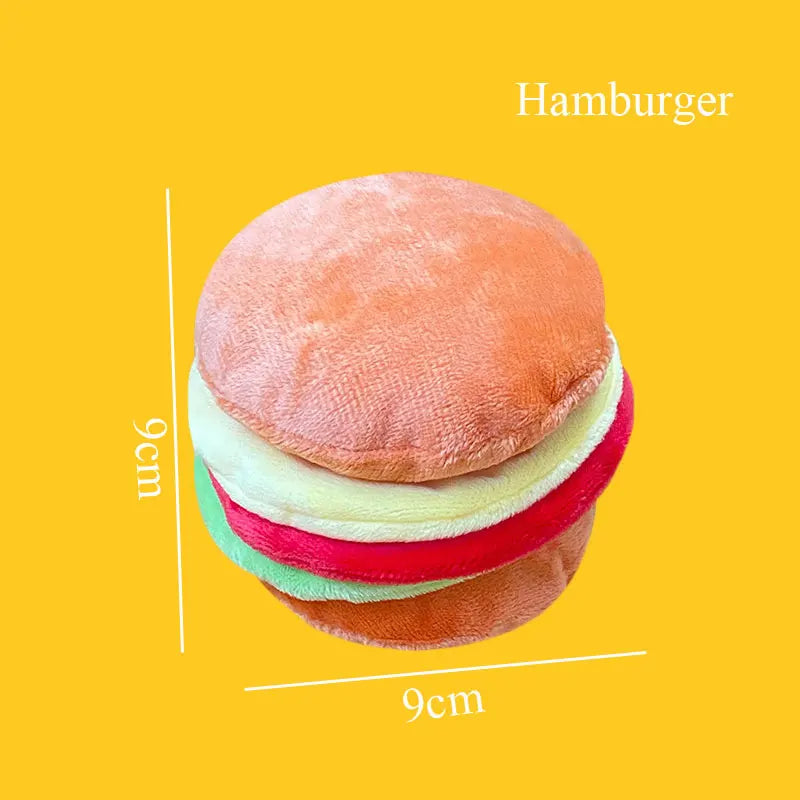Plush Dog Toys - Squeaky Ice Cream, Fries & Hamburger Set
