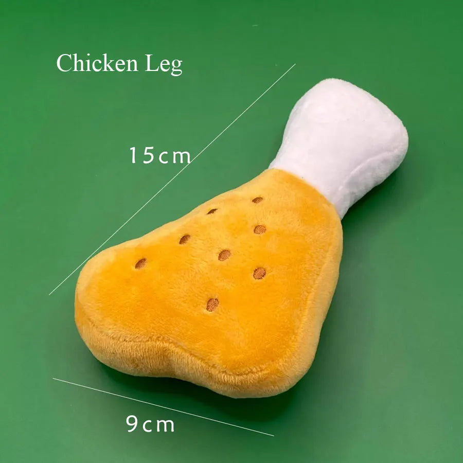 Plush Dog Toys - Squeaky Ice Cream, Fries & Hamburger Set