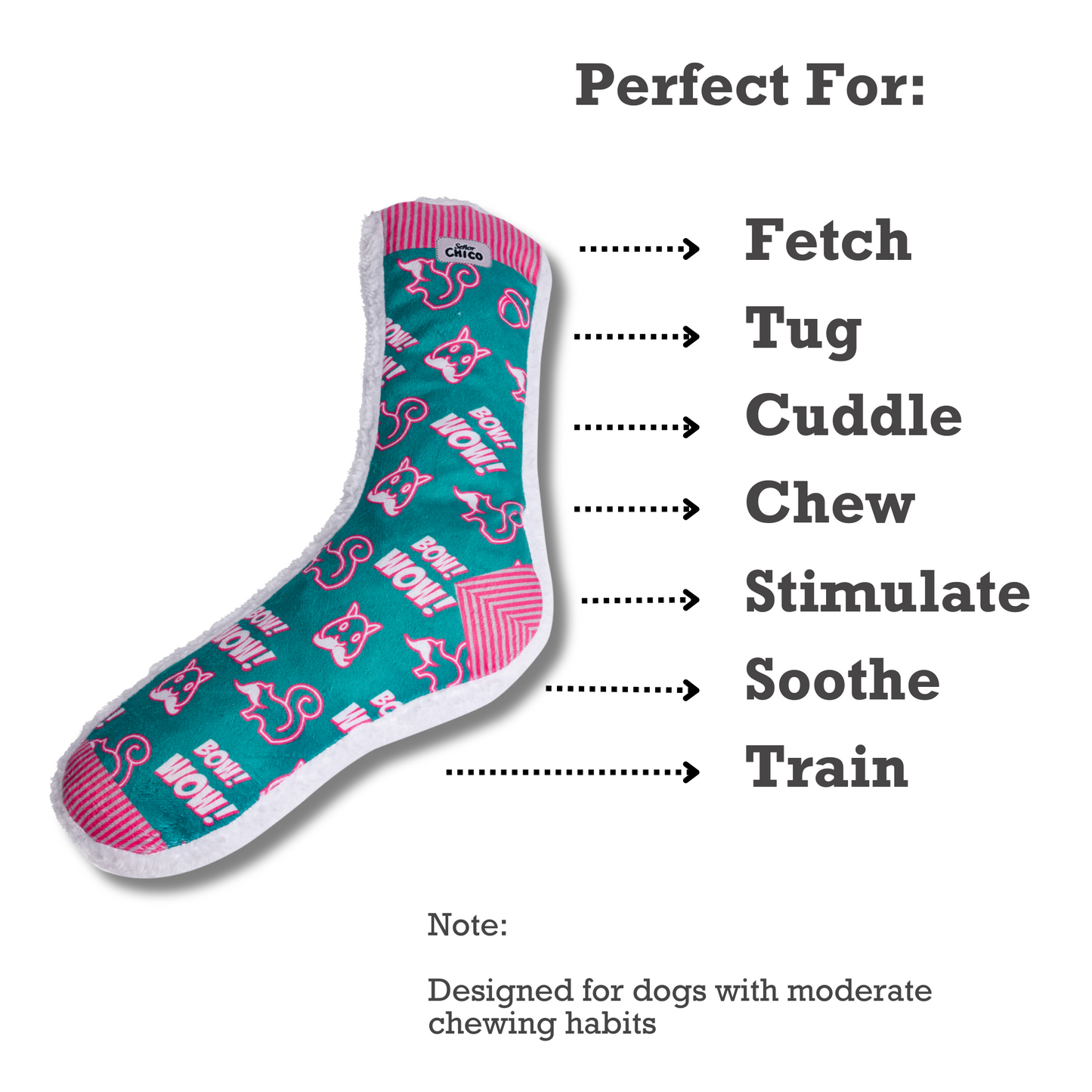 Squeaky Sock Plush Dog Toy with playful squirrel design and built-in squeaker for interactive dog play