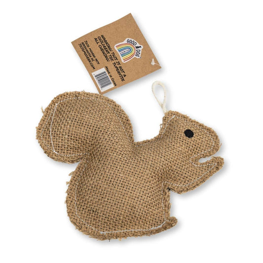 Rustic Jute Squirrel dog chew toy made of natural jute, safe and gentle for small to medium dogs.