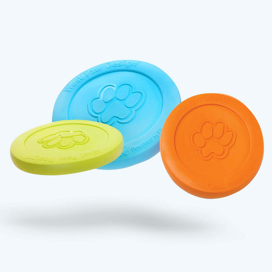 Colorful Zisc dog toy flying disc, gentle on teeth, floatable, durable for gentle chewers