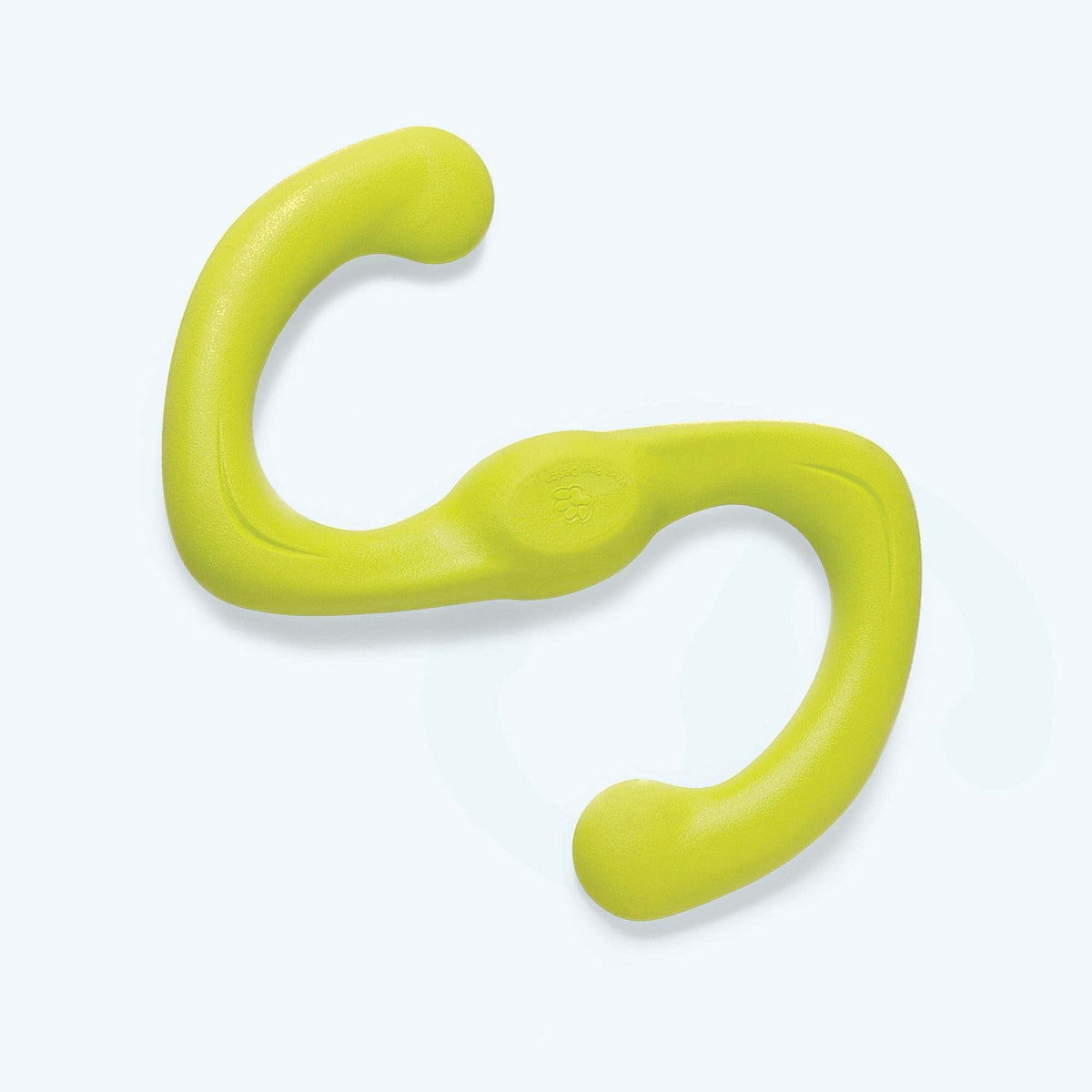Bumi flexible bright yellow S-shaped durable thermoplastic rubber dog toy designed for gentle chewers