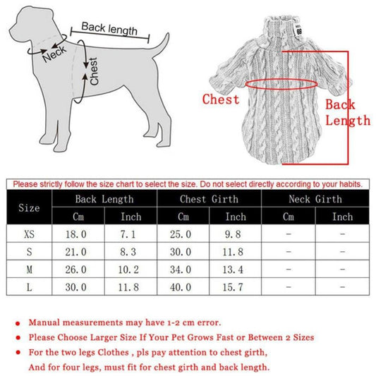 Winter Warm Knitted Turtleneck Sweater for Small Dogs and Cats - Cozy