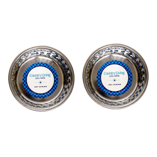 Lavender hammered stainless steel dog bowls set for country living