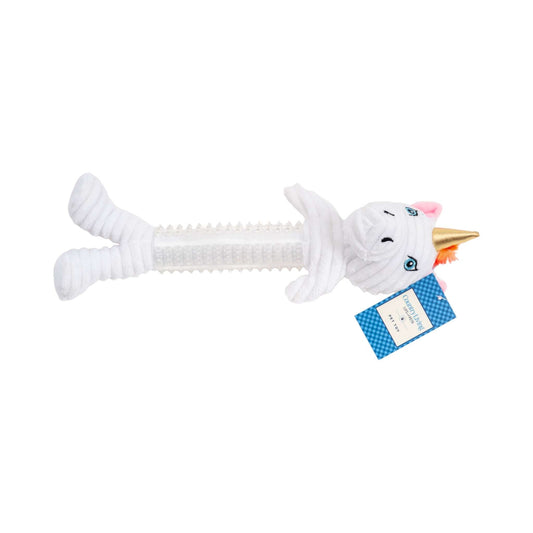 Country Living thermoplastic rubber corduroy unicorn plush dog toy with squeaker