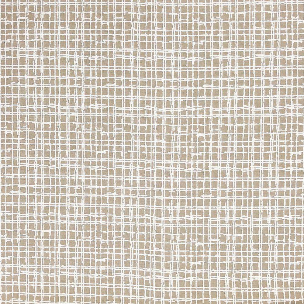 Lounger Pet Bed fabric close-up showing beige and white hand-drawn mini plaid pattern in Dapper Dalmatian style